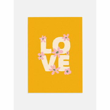 Love Retro Poster with Flowers