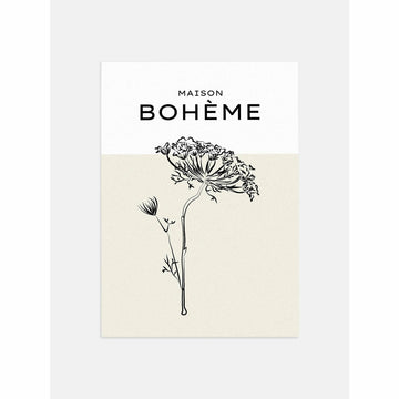 Beige Wildflower Drawing