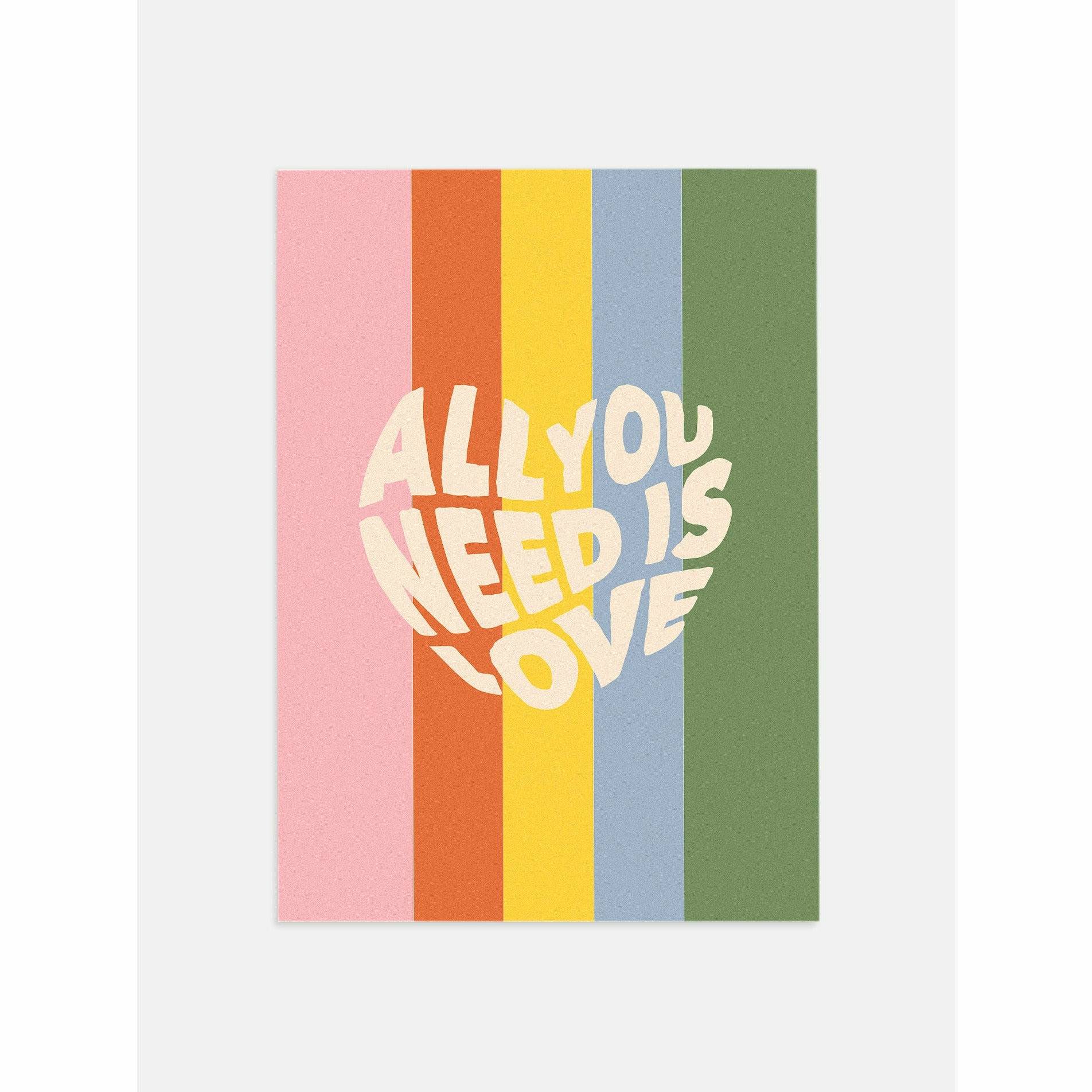 Rainbow All You Need is Love 70s Print