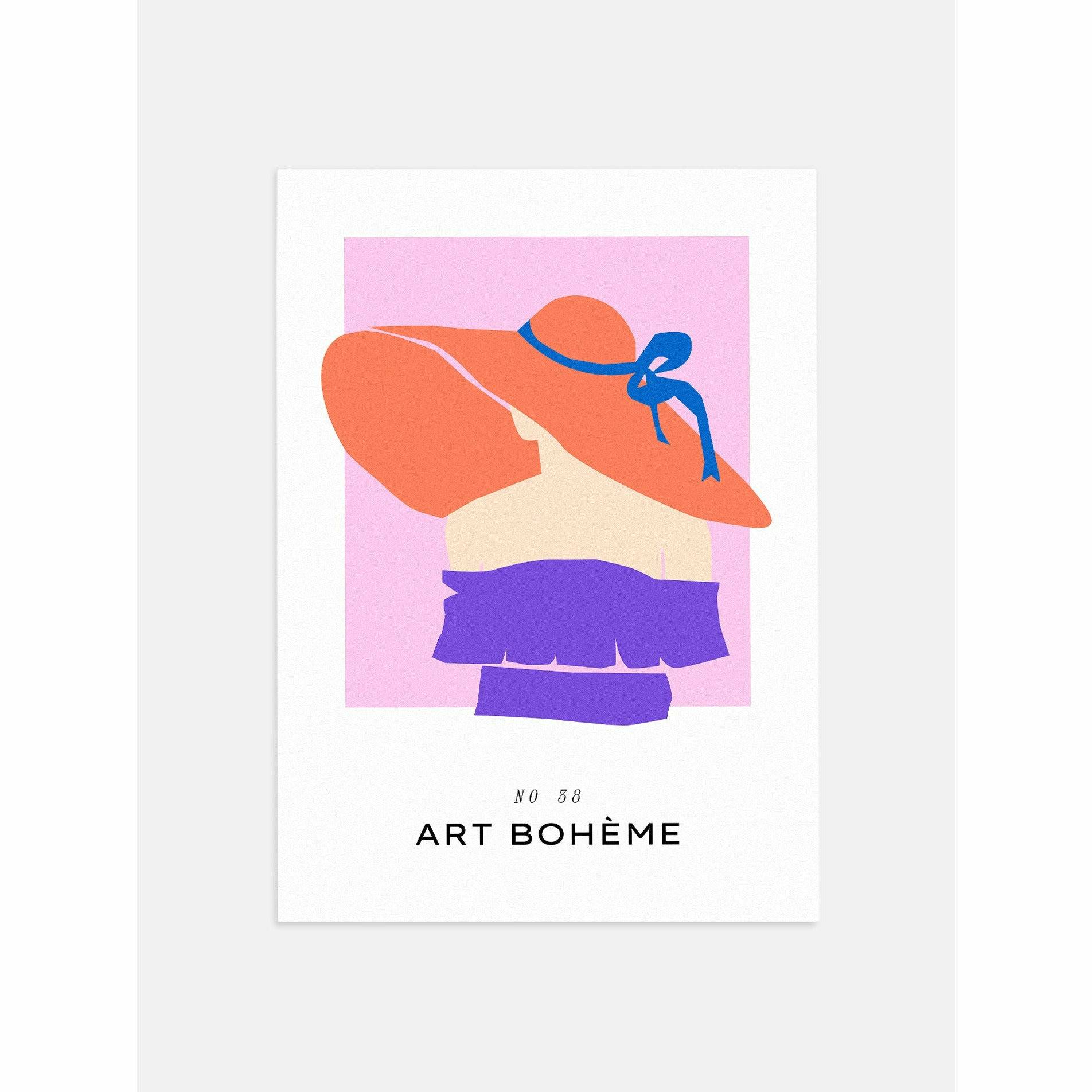 Minimalist Woman with Large Hat Bedroom Poster