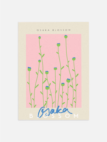 Blue Osaka Blossom Poster