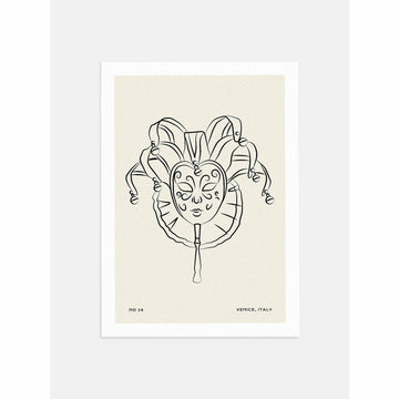 Jester Mask Neutral Bedroom Wall Art