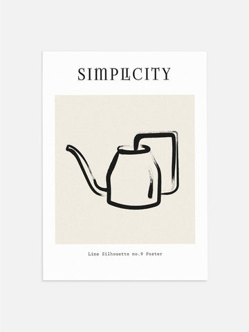 Watering Can Line Silhouette Bedroom Poster