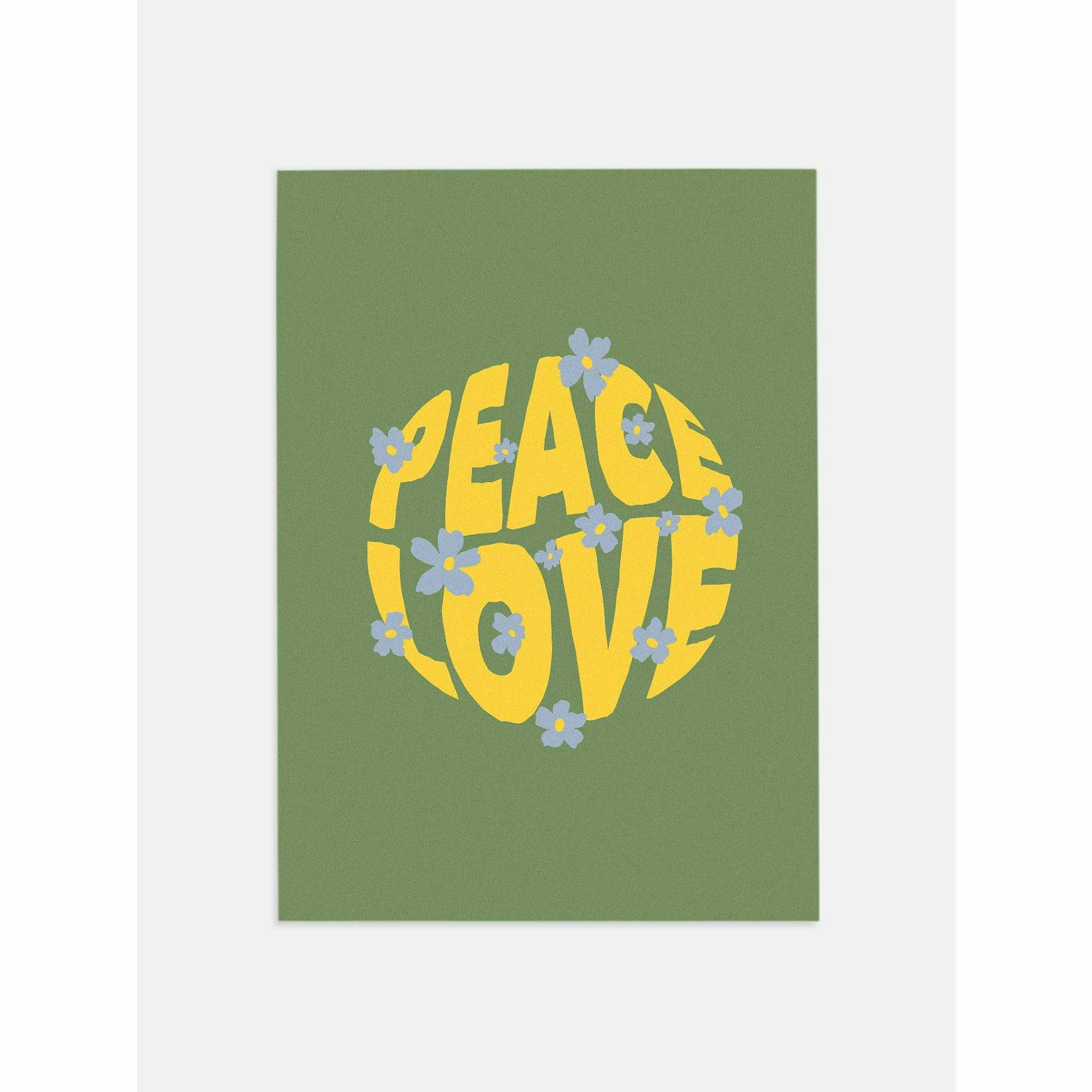 Green and Yellow Peace Love Printable Poster