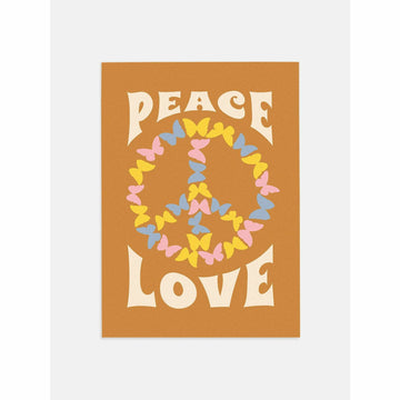 Retro Poster Butterfly Peace & Love