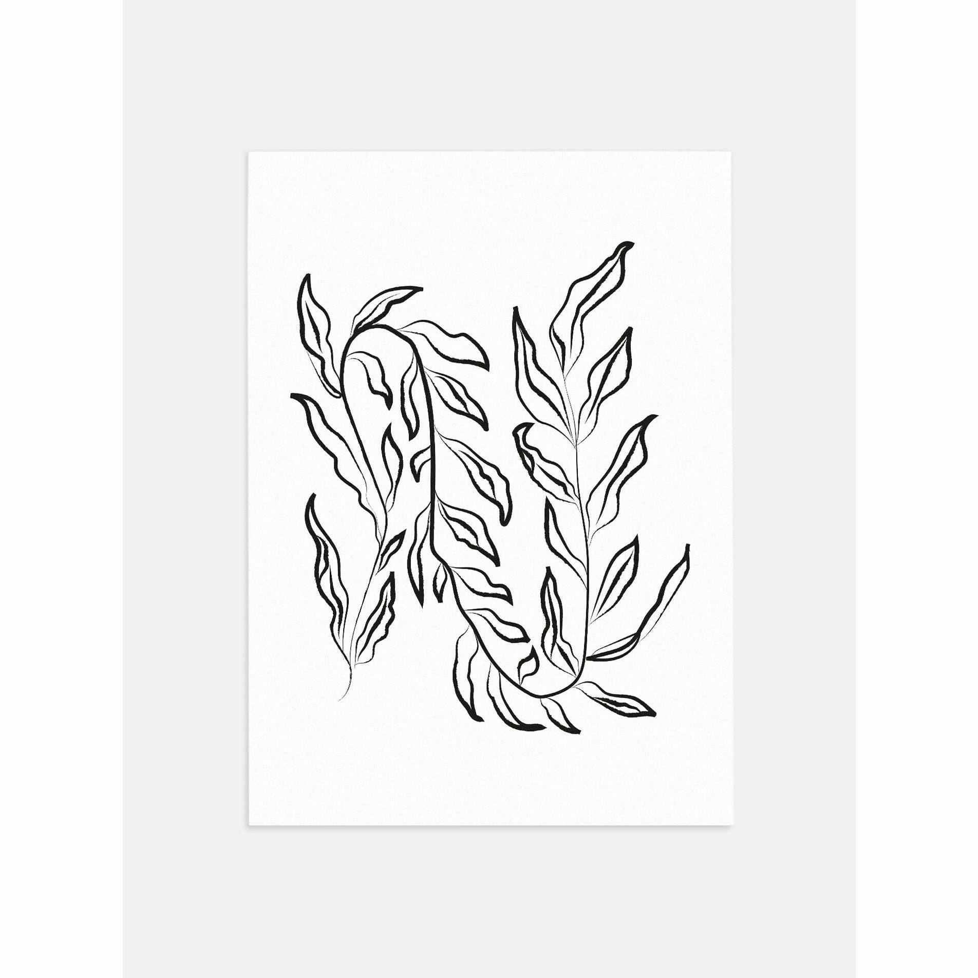 Black and White Leaves Wall Print