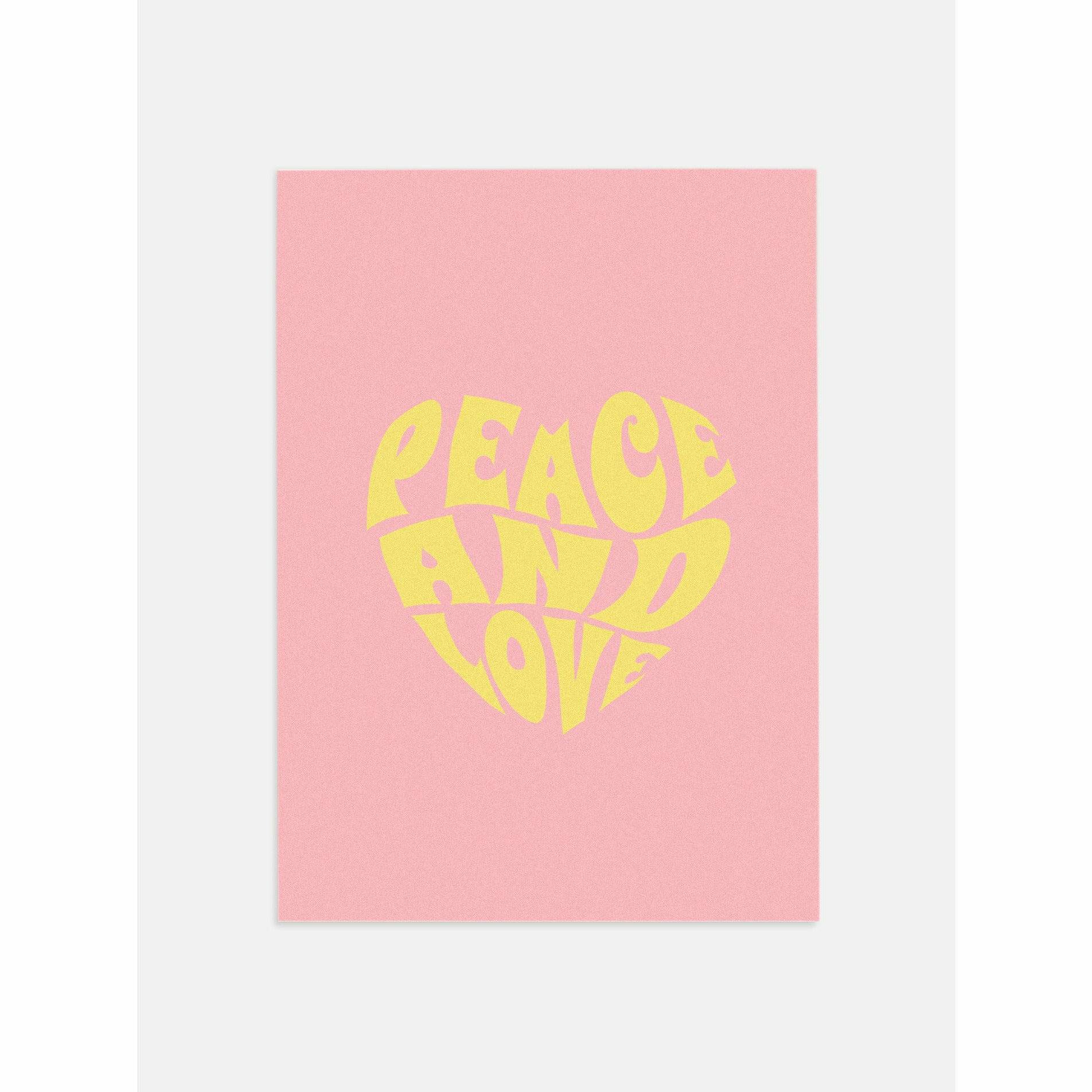 Pink Peace and Love Retro Poster for Room