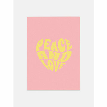 Pink Peace and Love Retro Poster for Room