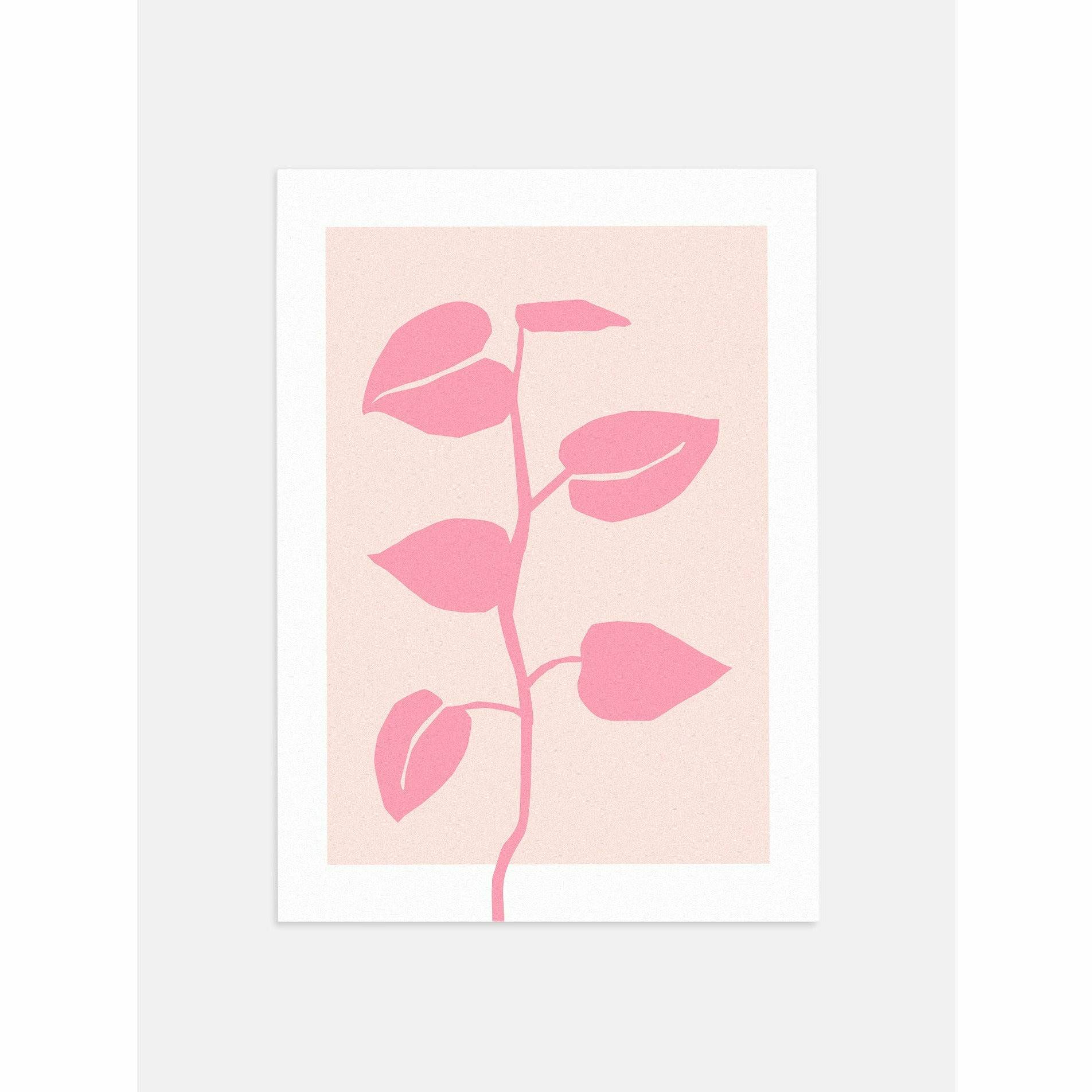 Pink Leafy Stem Bedroom Artwork