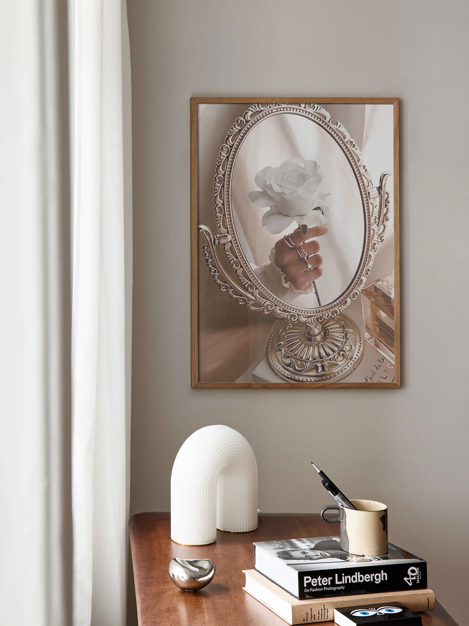 White Rose Reflection Poster