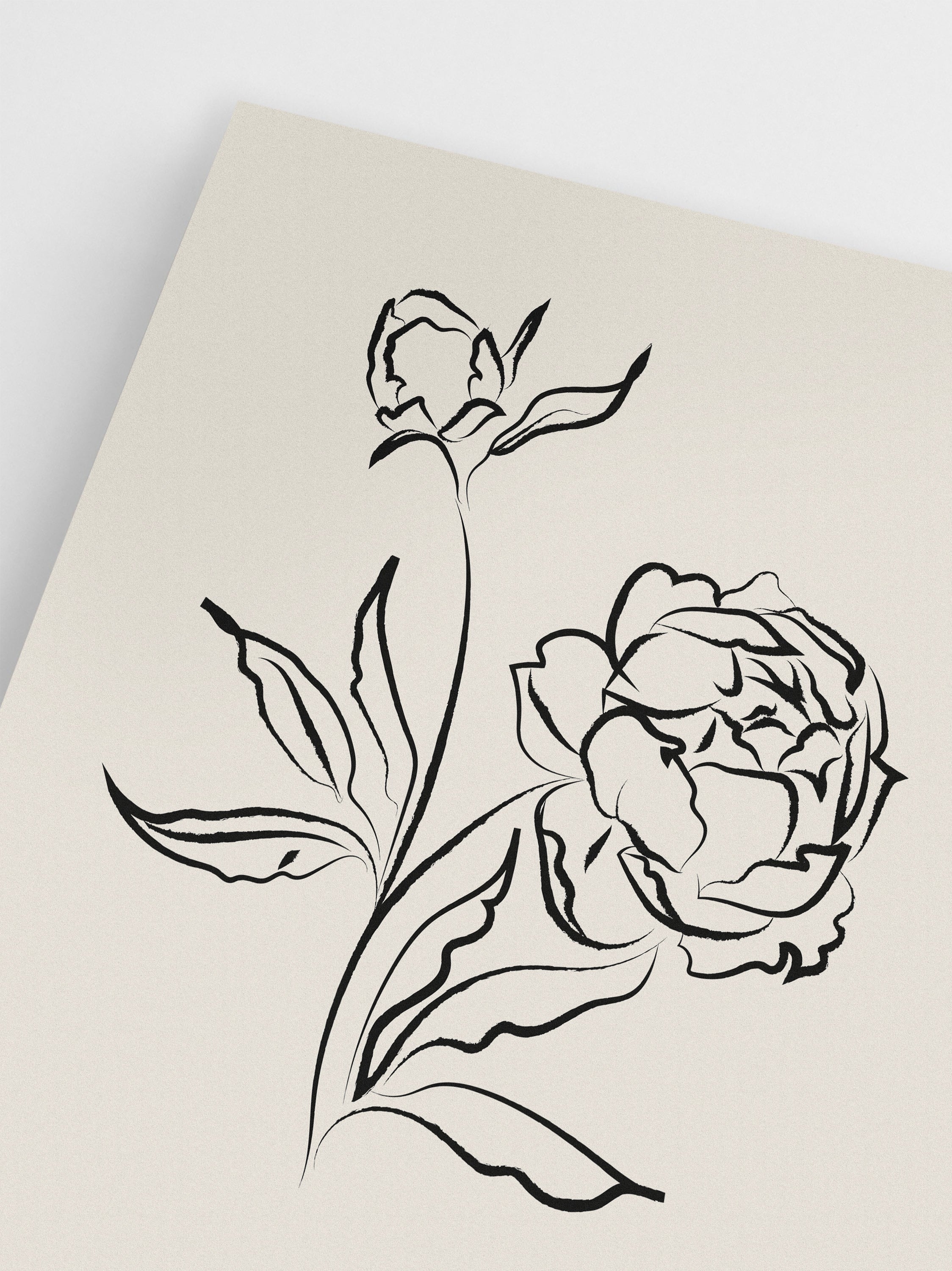 Peony Line Art Bedroom Wall Decor