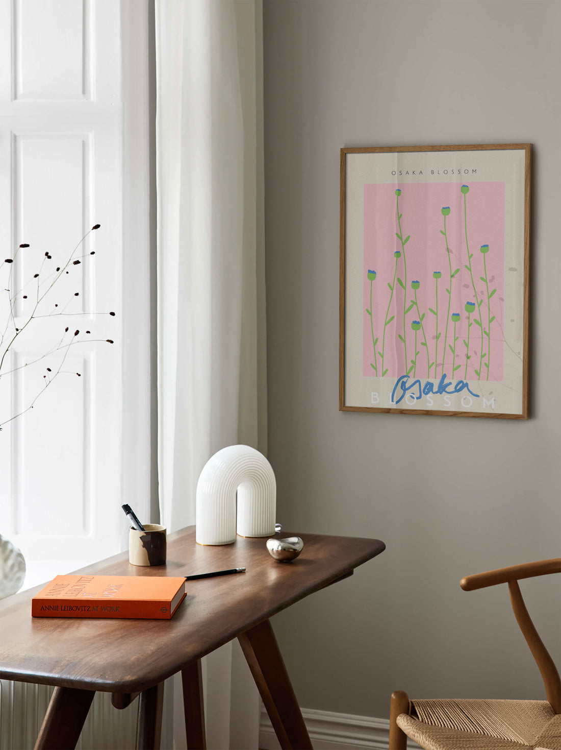 Blue Osaka Blossom Poster