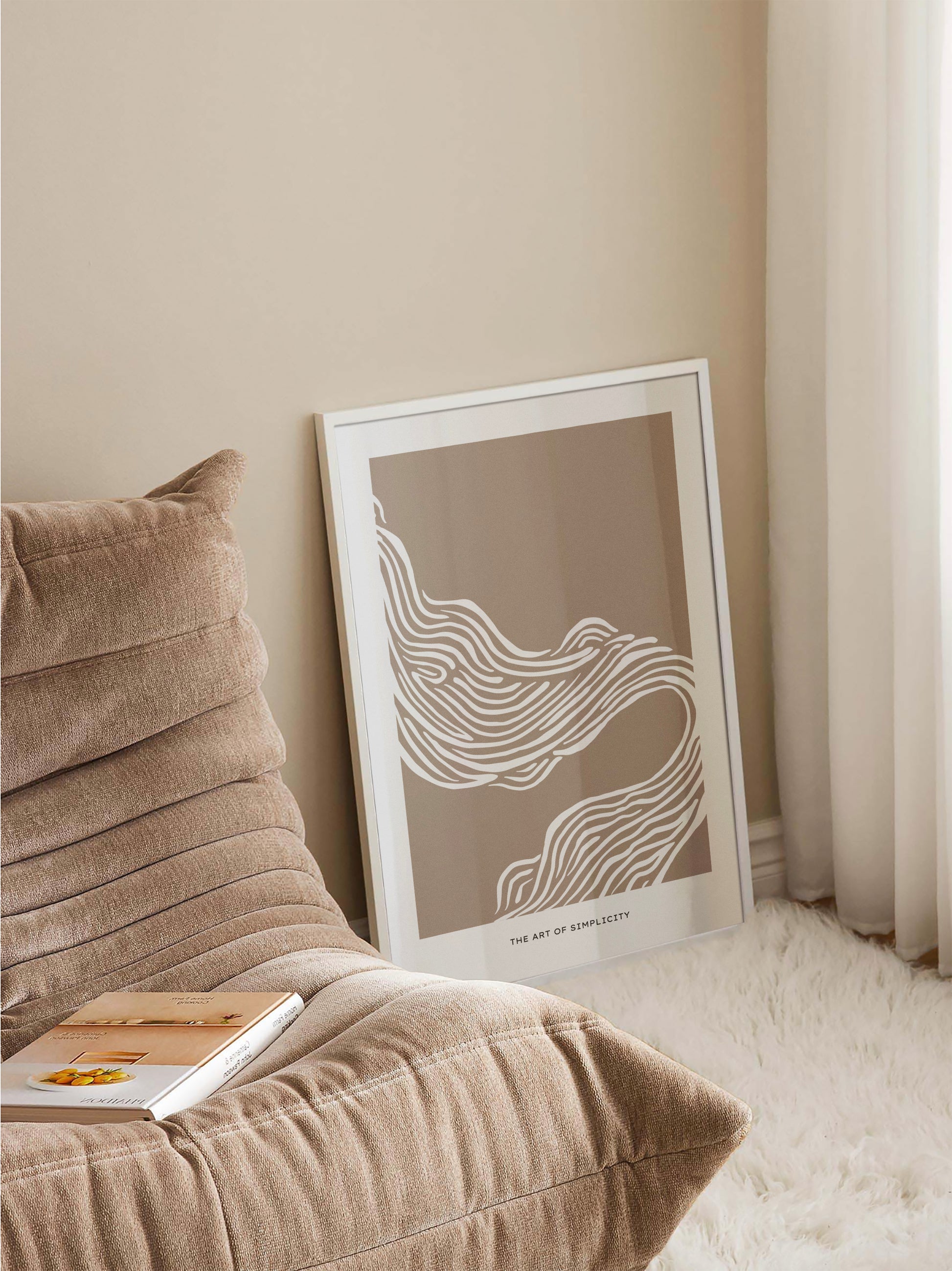 Beige Wavy Lines Poster