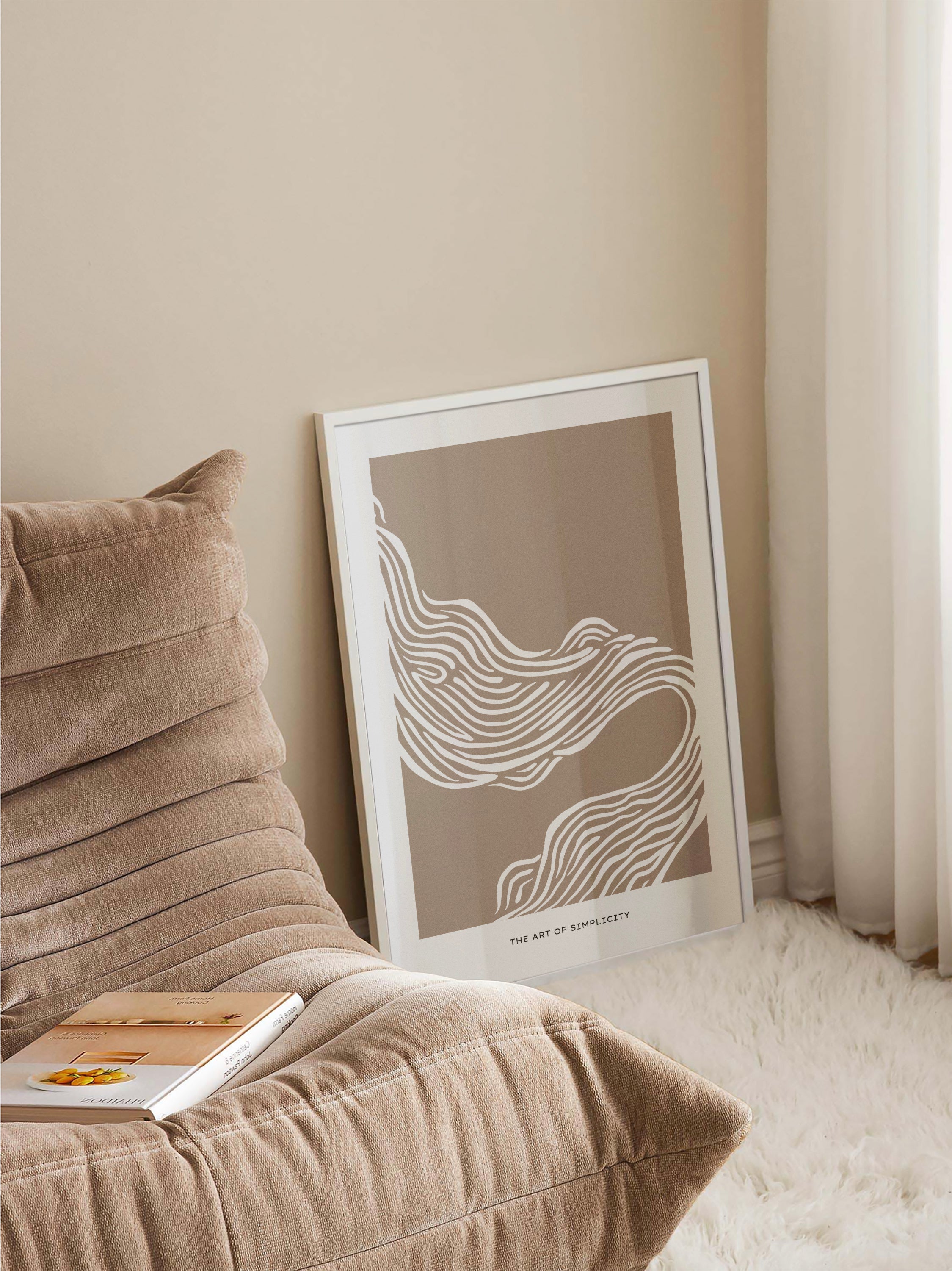 Beige Wavy Lines Poster