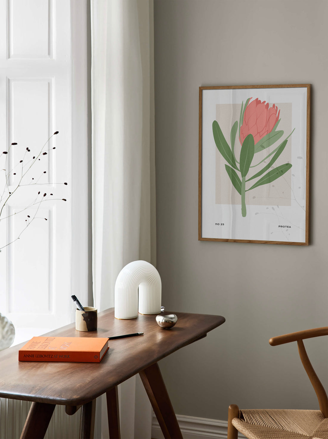 Coral Protea Print