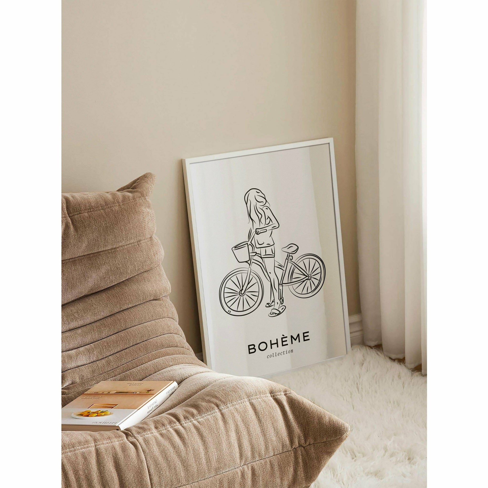 Woman Riding a Bike Bedroom Artwork