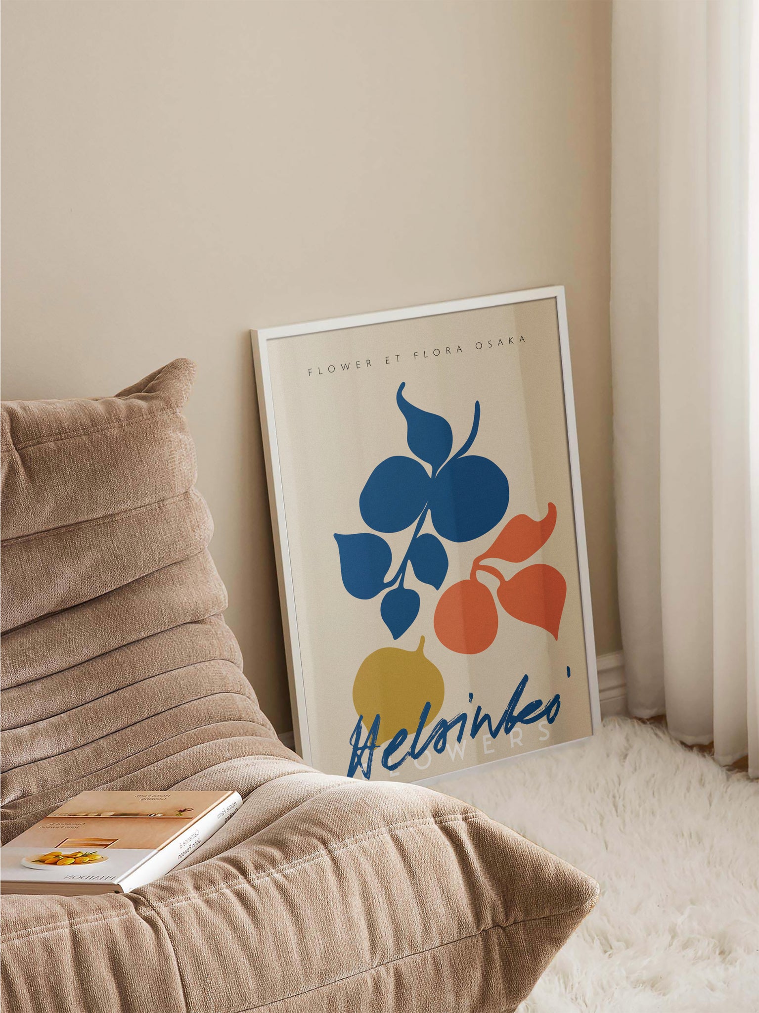 Abstract Neutral Flowers Poster