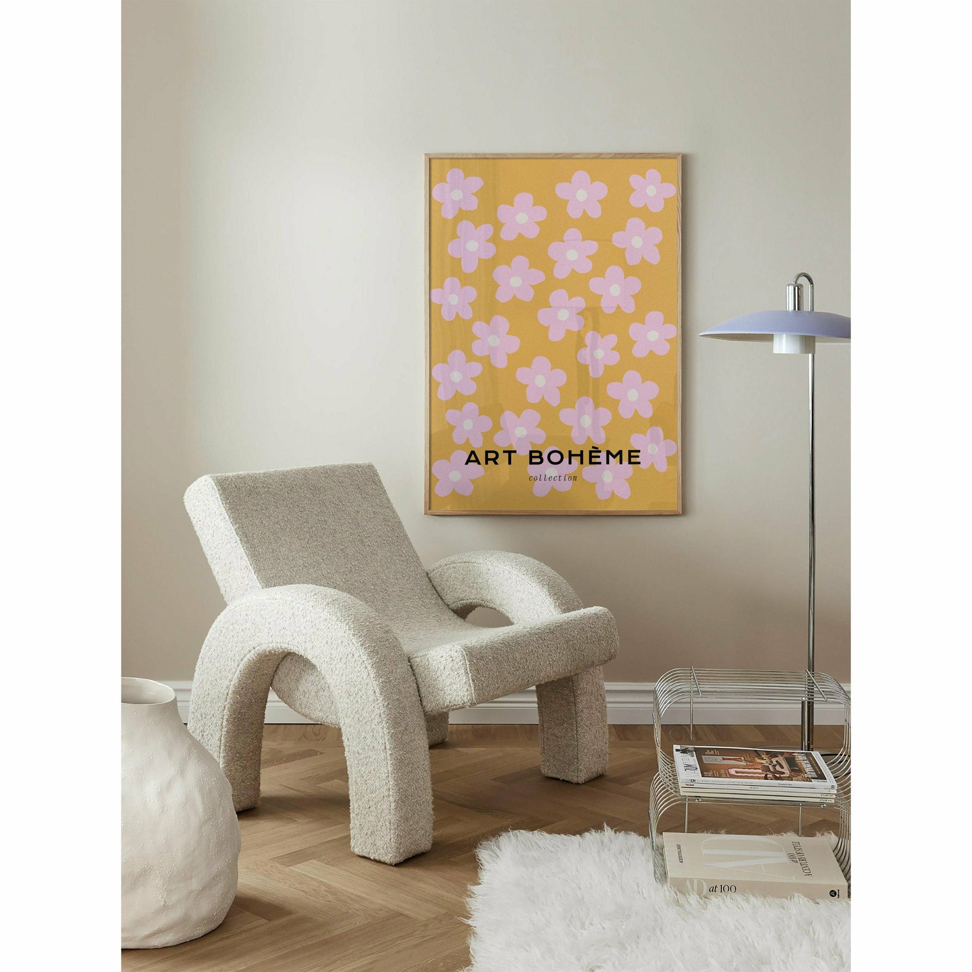 Retro Pink Flower Poster