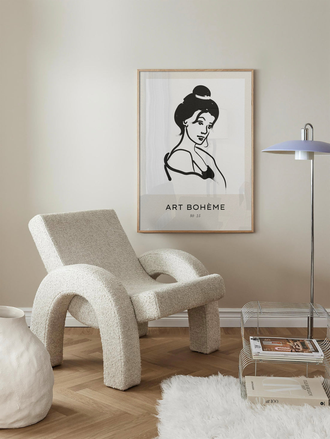 Woman with Messy Bun Bedroom Artwork