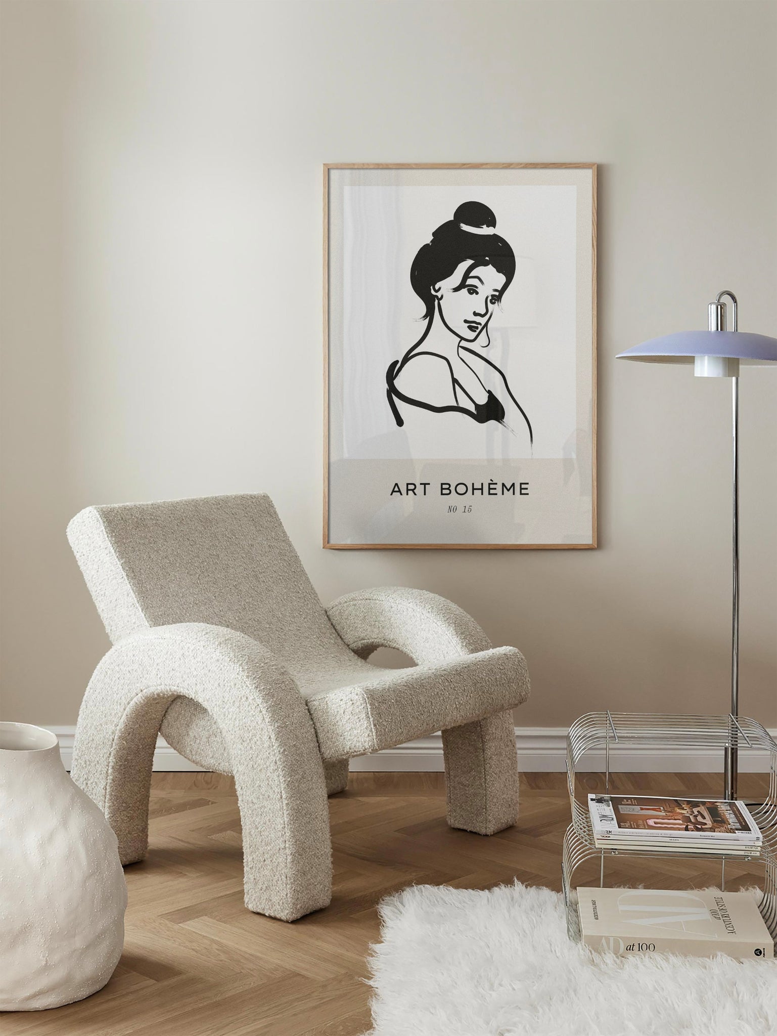 Woman with Messy Bun Bedroom Artwork
