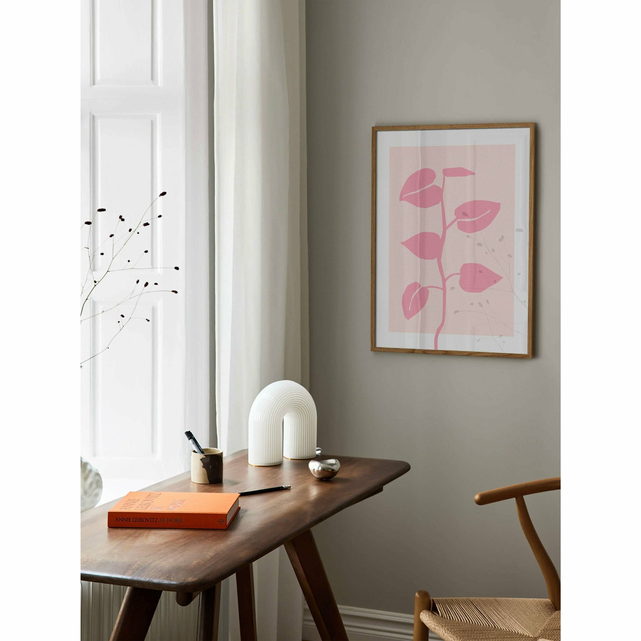 Pink Leafy Bedroom Wall Art