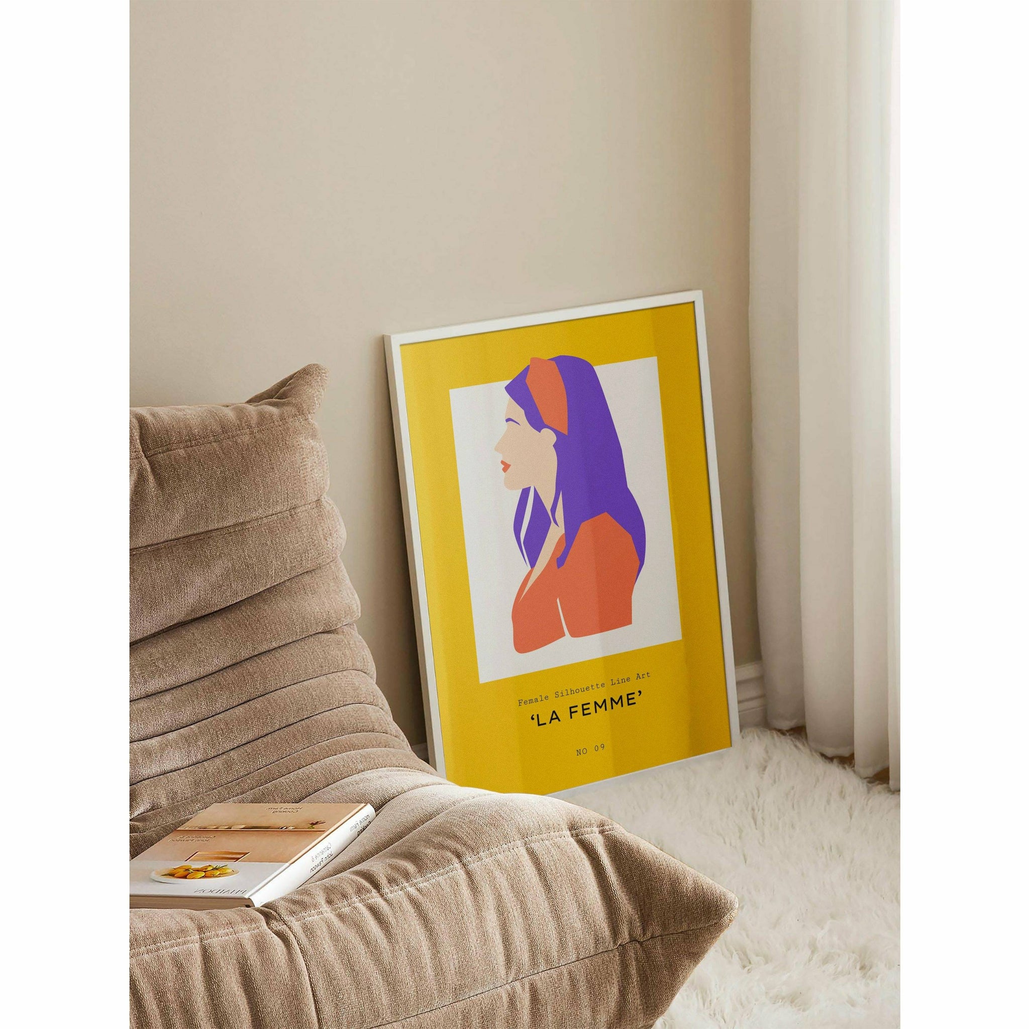 Female Silhouette Yellow Poster