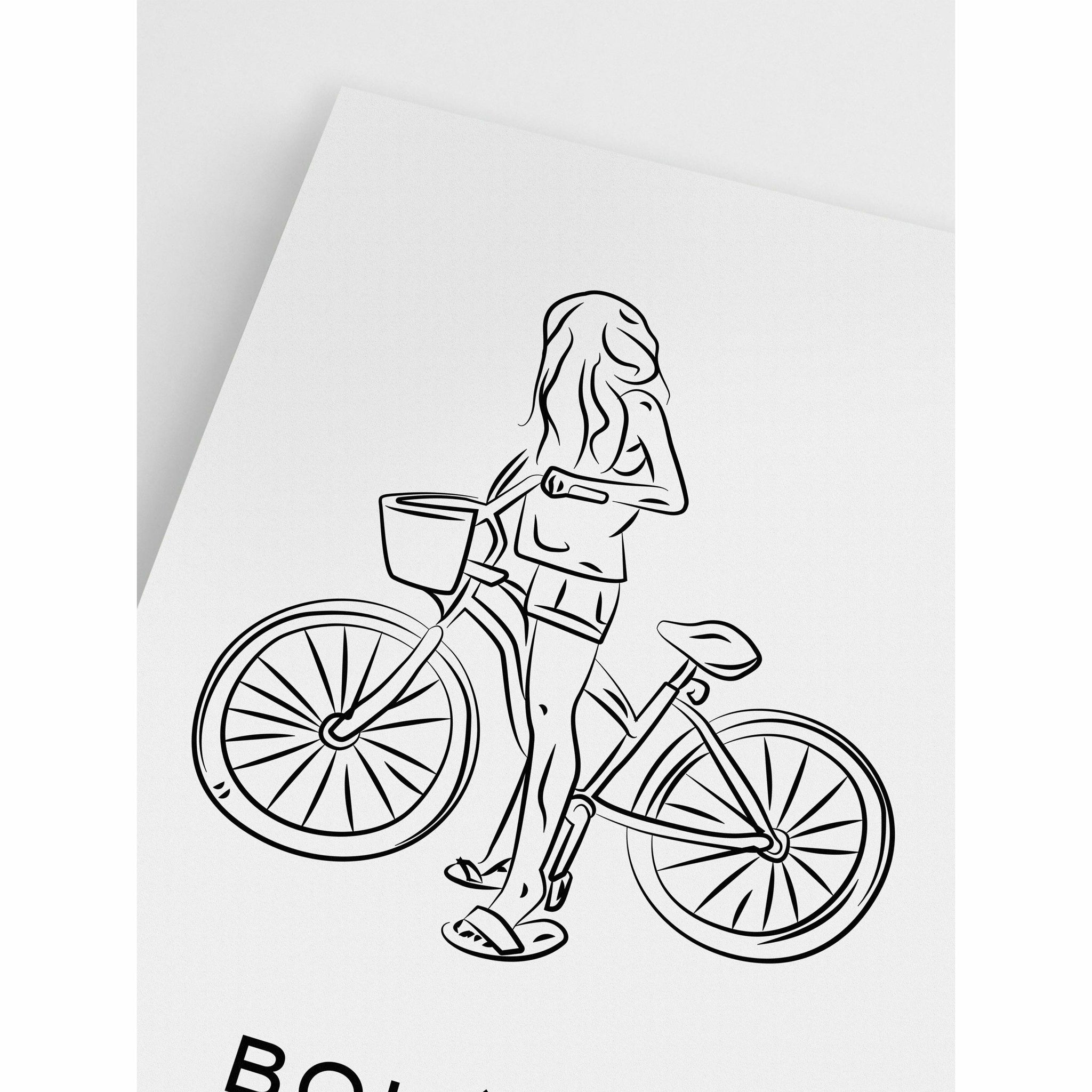Woman Riding a Bike Bedroom Artwork