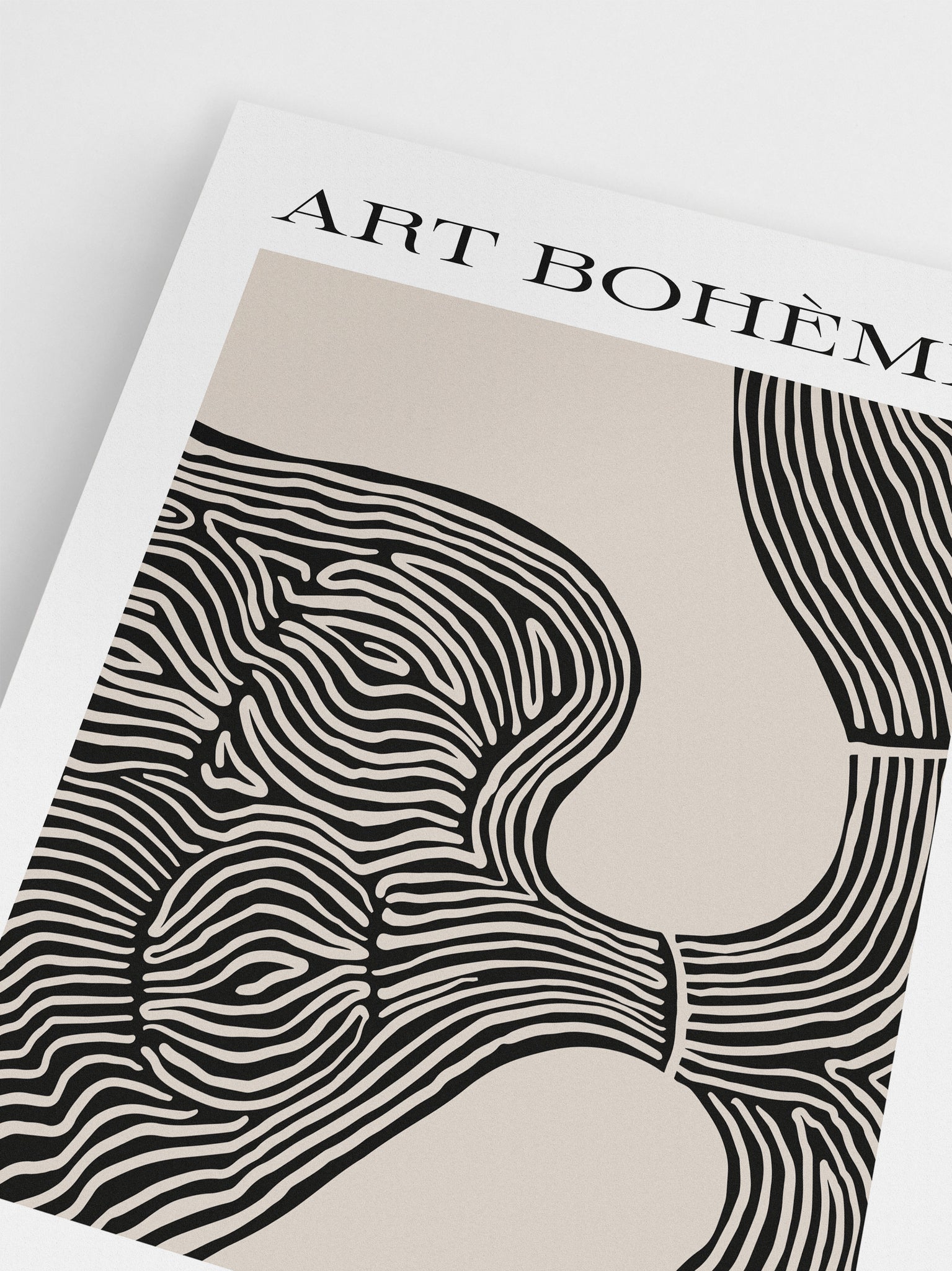 Black & Beige Abstract Waves