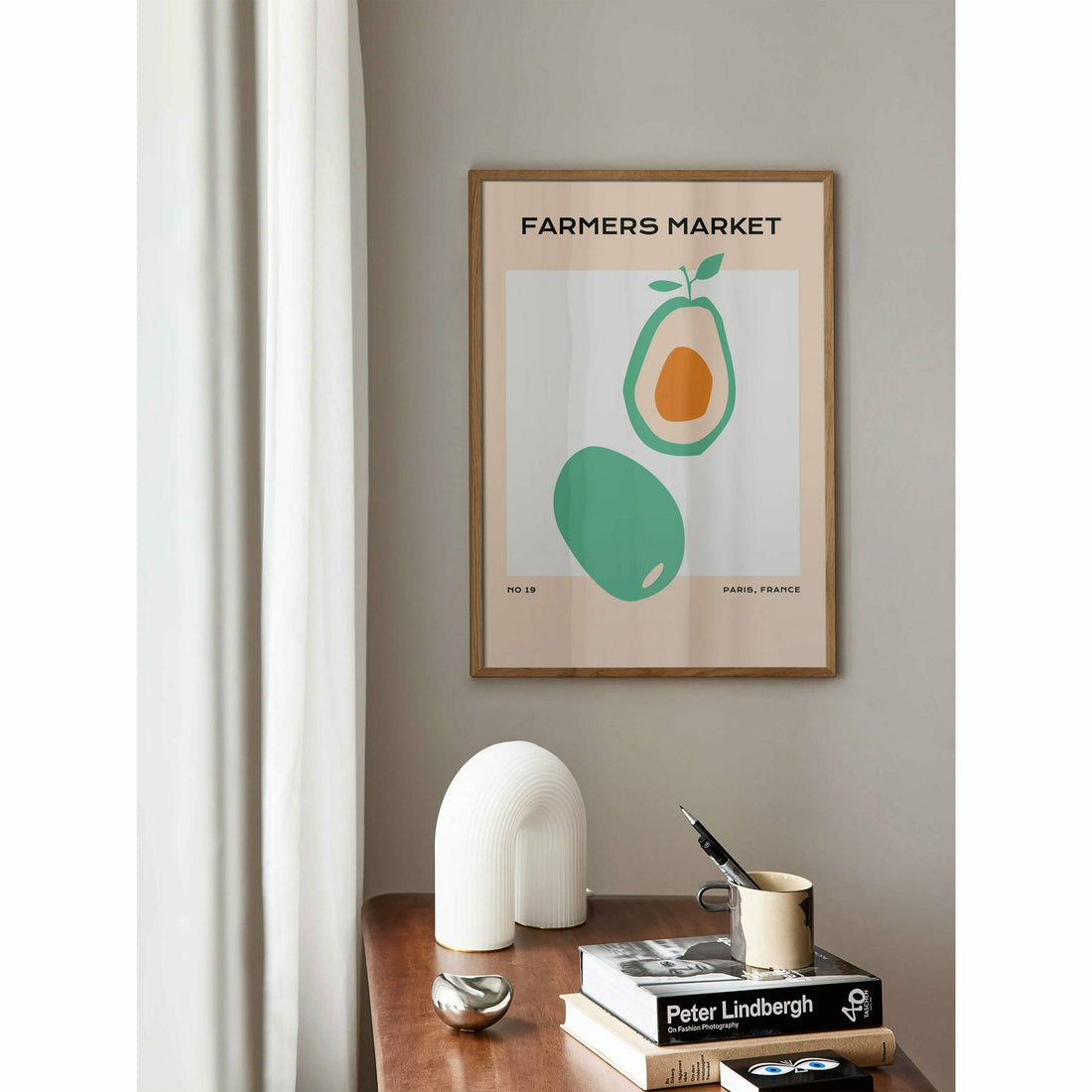 Avocado Line Drawing Kitchen Art Decor