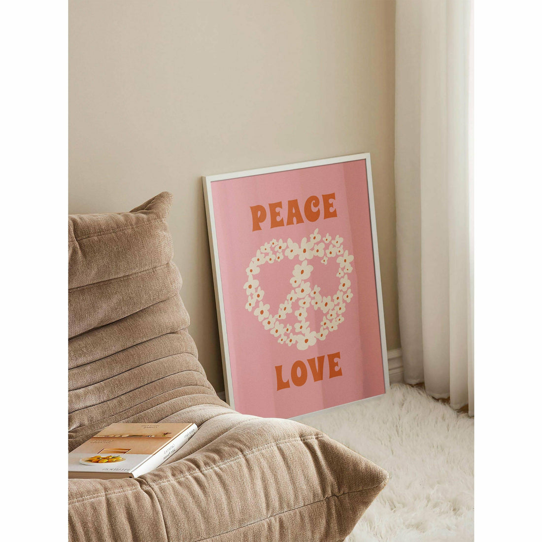 Floral Peace Symbol 70s Poster