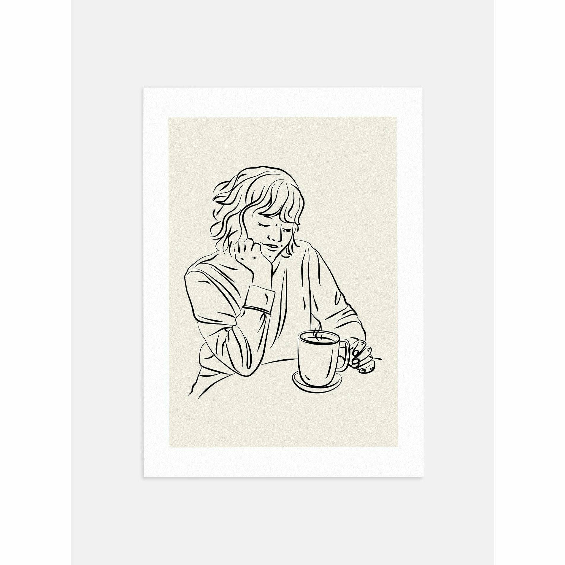 Girl with Morning Coffee Poster