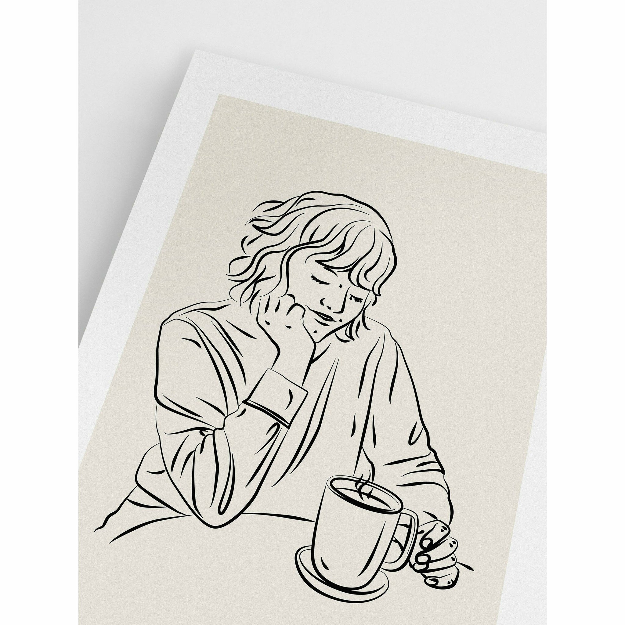 Girl with Morning Coffee Poster