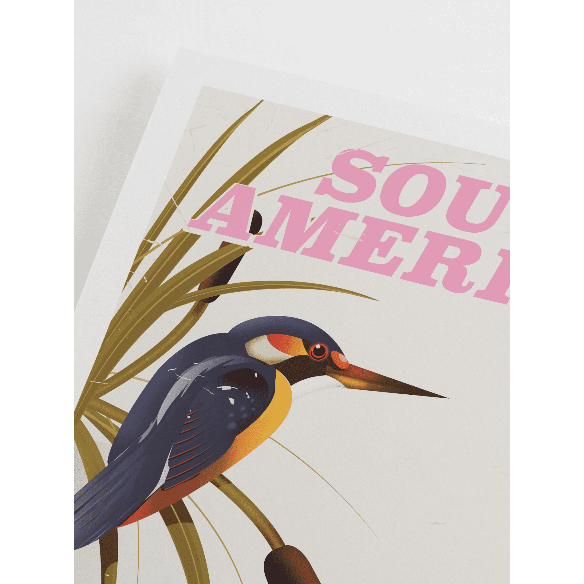 South American Bird on Reed Poster