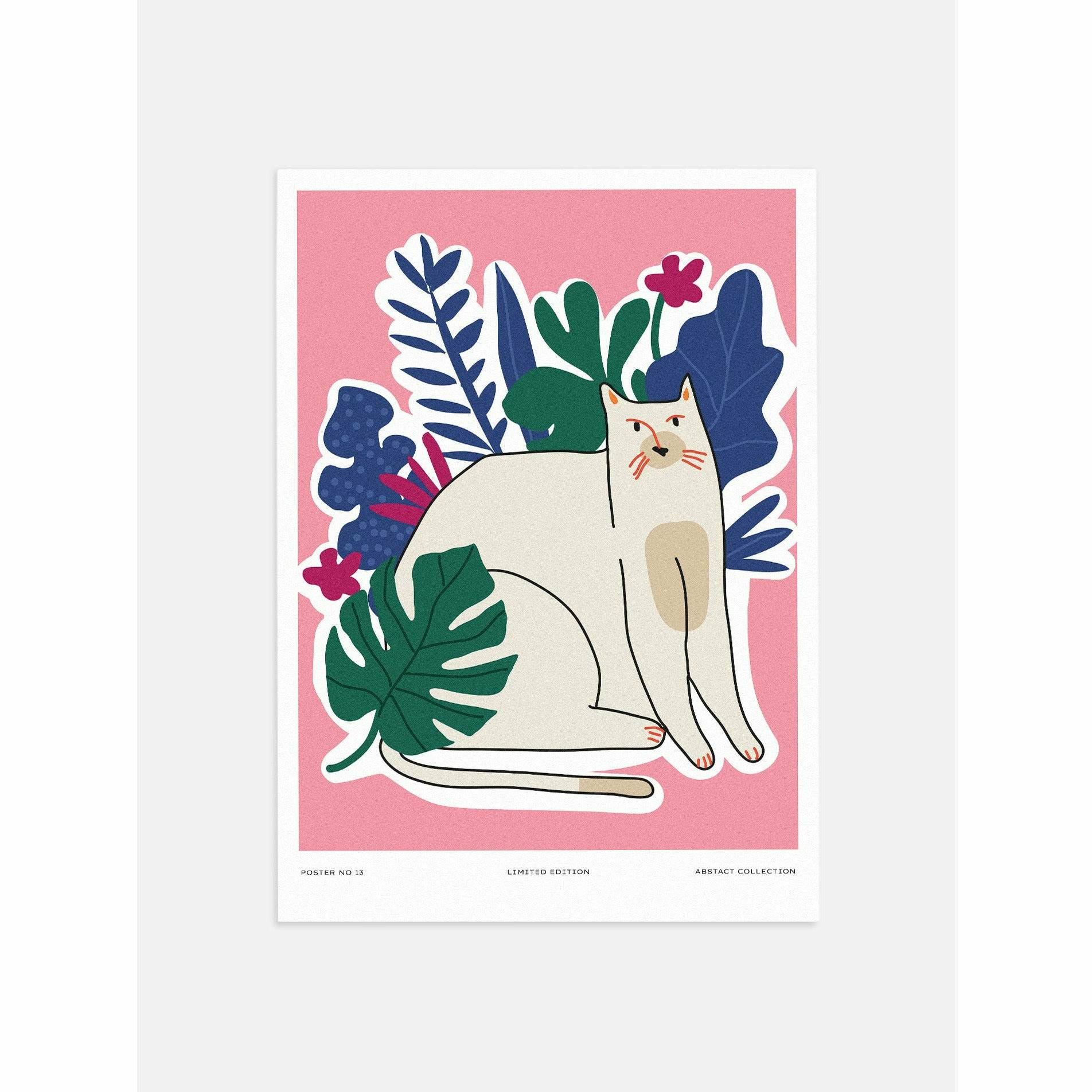 Cat in Greenery Animal Wall Art