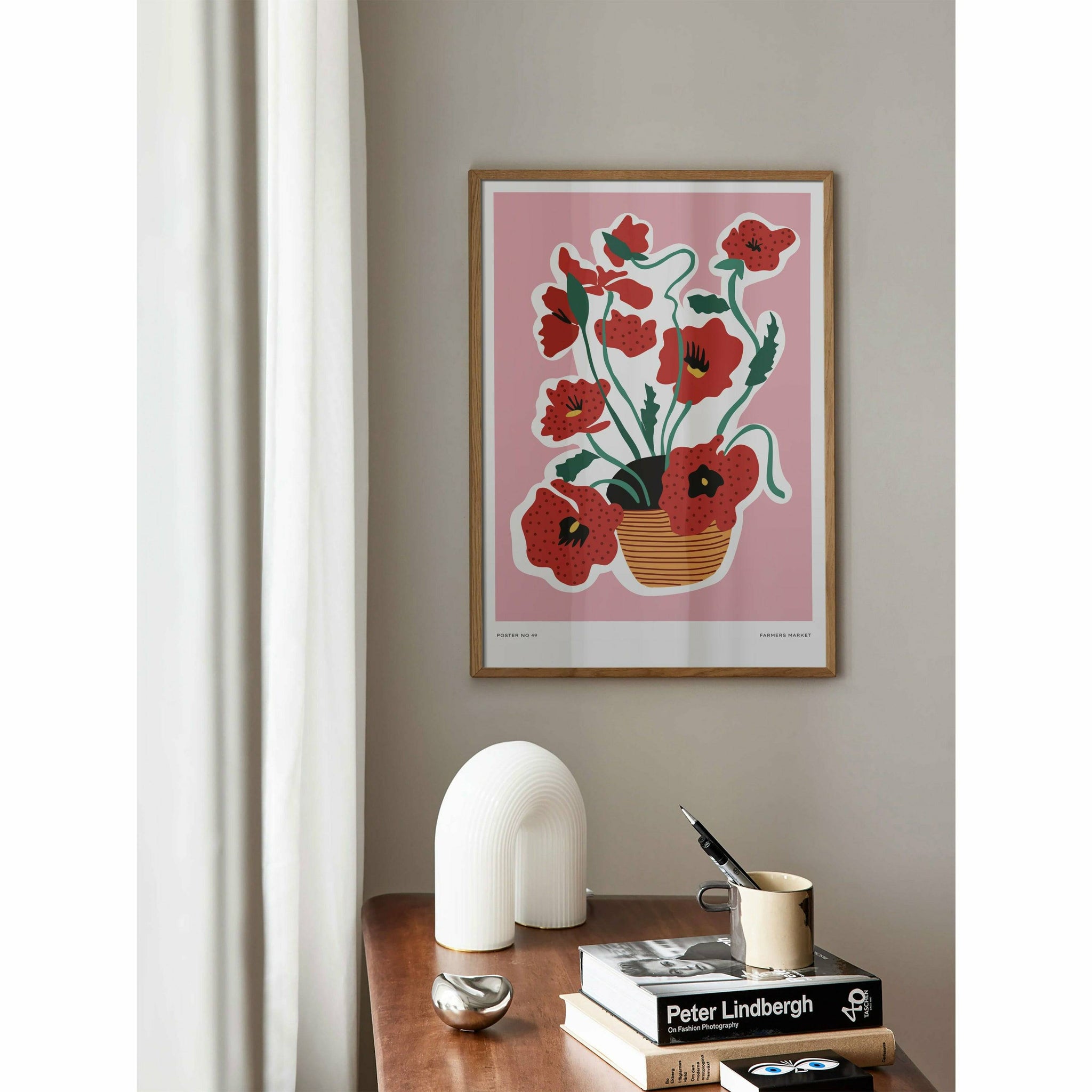 Basket of Red Flowers Poster