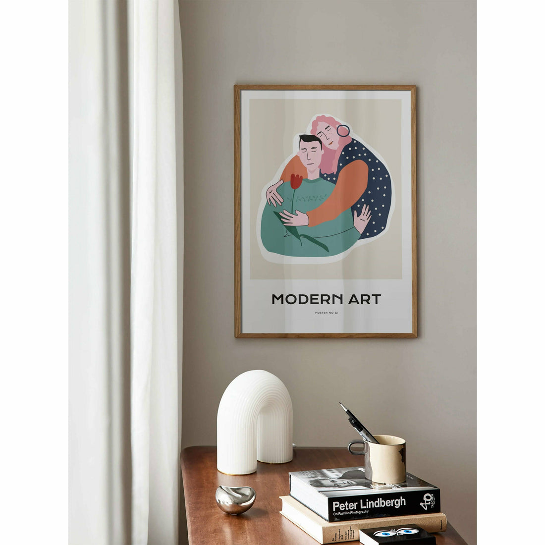 Hugging Modern Bedroom Wall Art