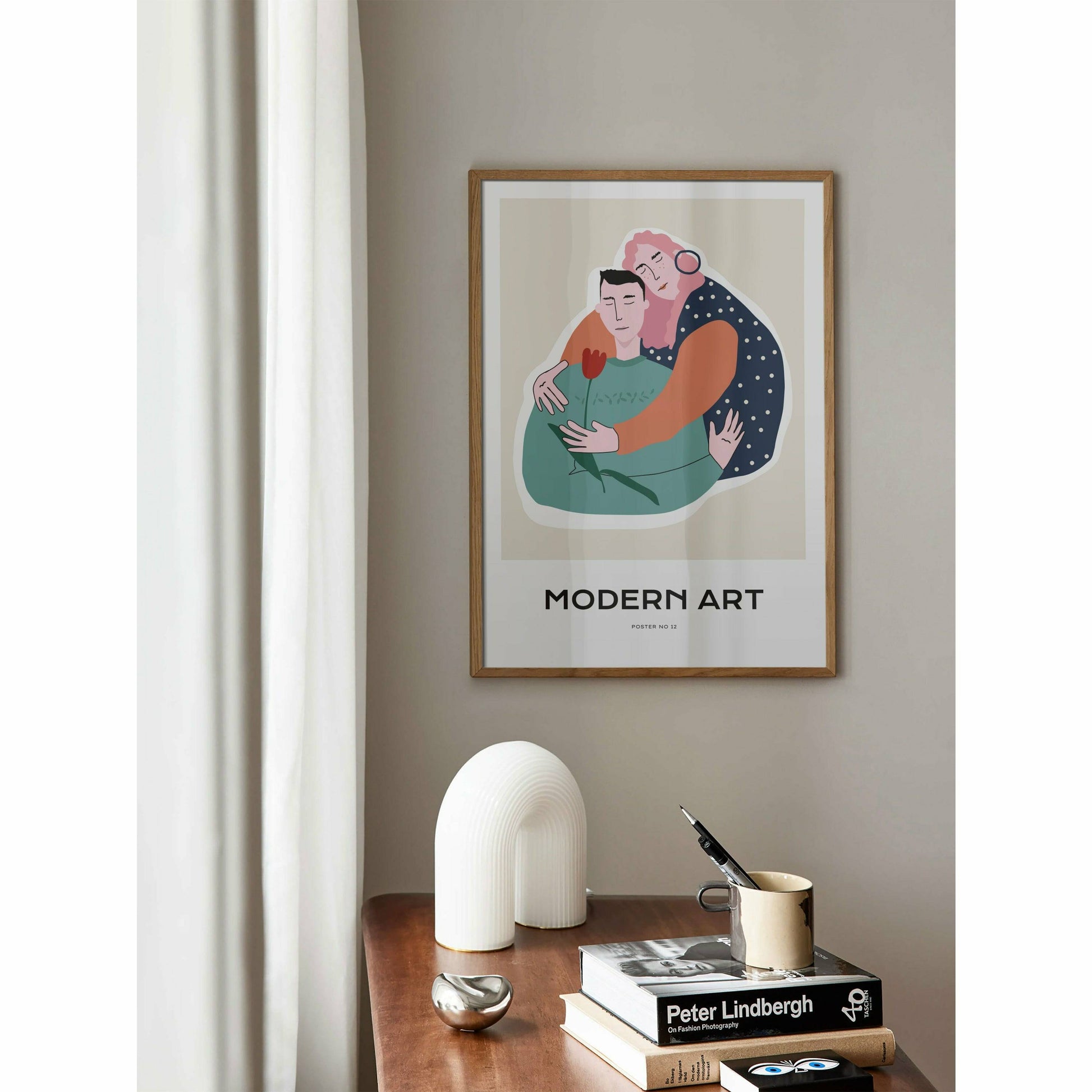 Hugging Modern Bedroom Wall Art