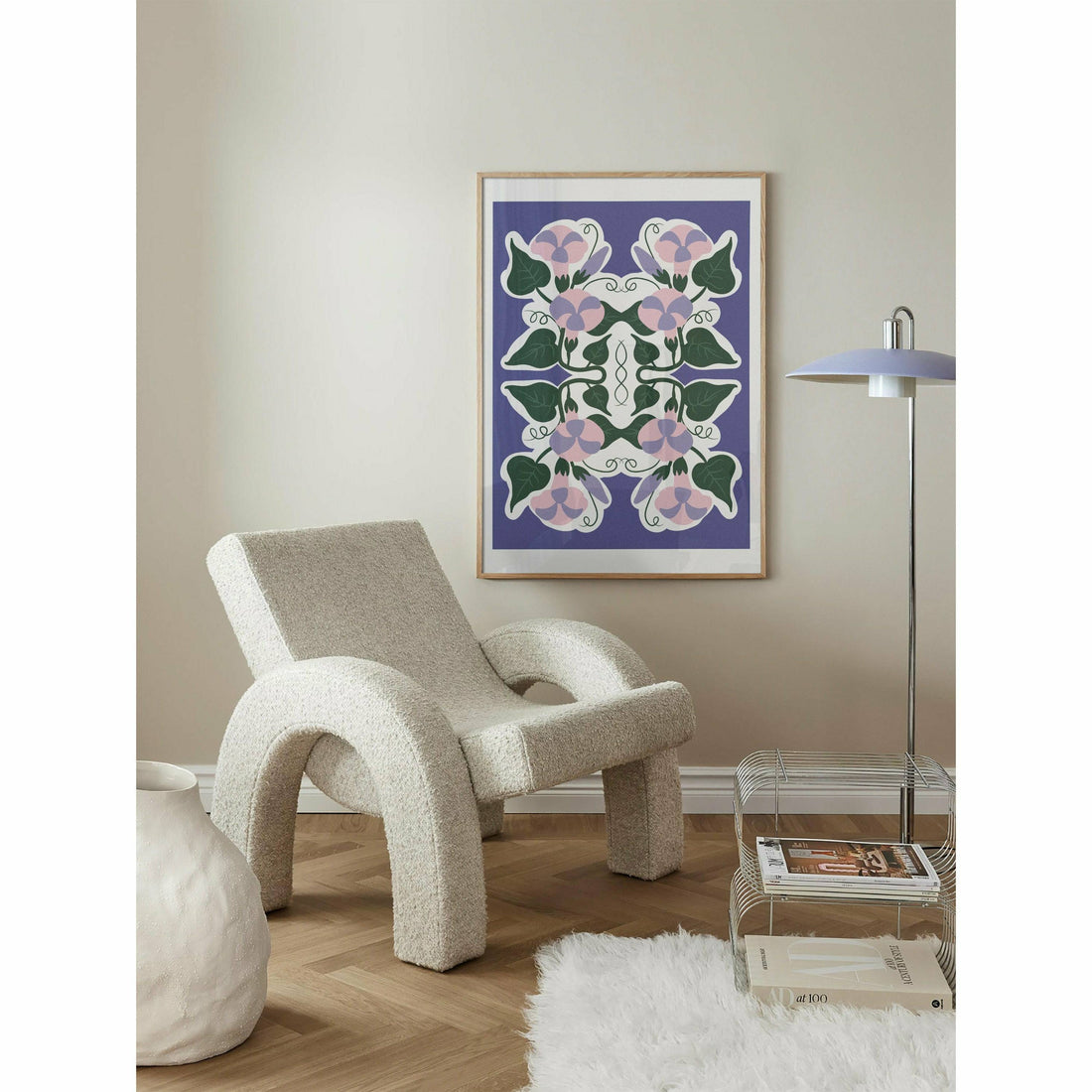 Purple Floral Kaleidoscope Bedroom Art