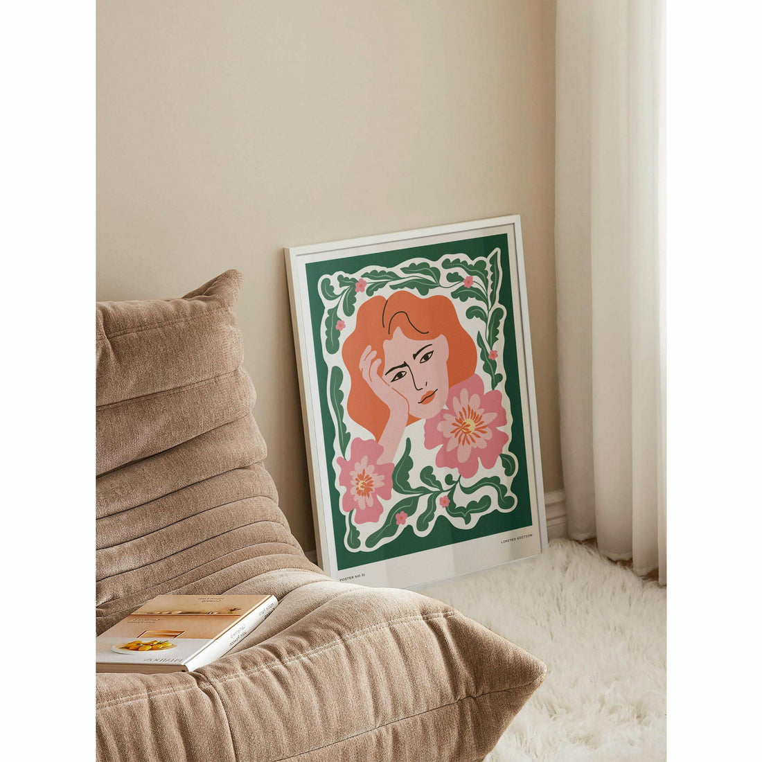 Thoughtful Woman Bedroom Wall Drawing