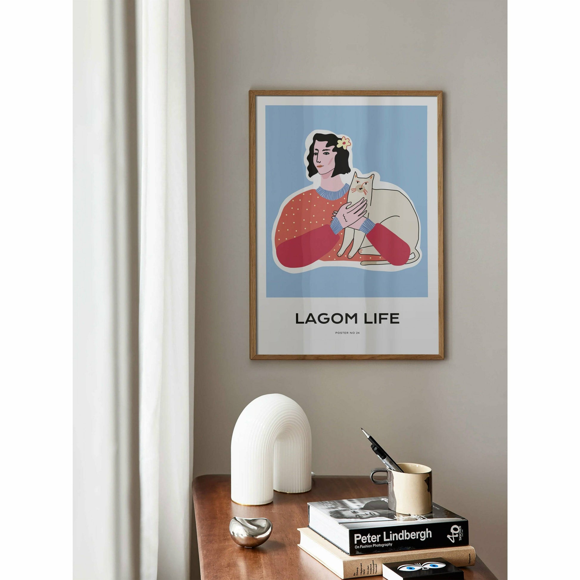 Girl With Cat Poster